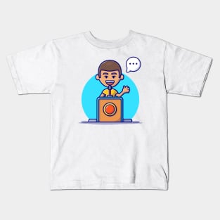 Cute People Talking On Pulpit Cartoon Vector Icon Illustration Kids T-Shirt